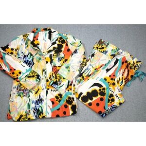 Marcos Navarro Anthropologie Jungle Safari Flannel Sleepwear Pajama Set Sz XXS